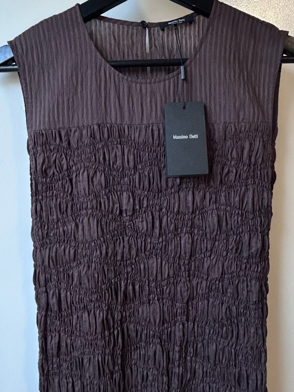 Nwt Massimo Dutti Shirred w/Flounce Maxi Brown - Picture 7 of 12